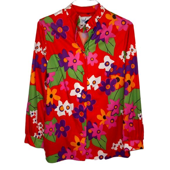 Vintage L Aiglon Flower Power Psychedelic Hippie Blouse Top Shirt READ - Picture 1 of 10